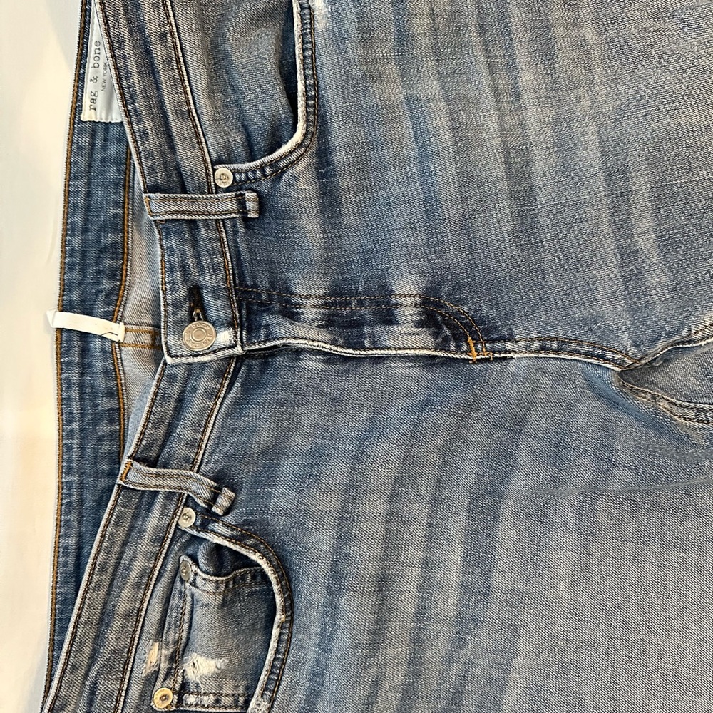 rag & bone Light Blue Distressed Boyfriend Jeans - Picture 3 of 8